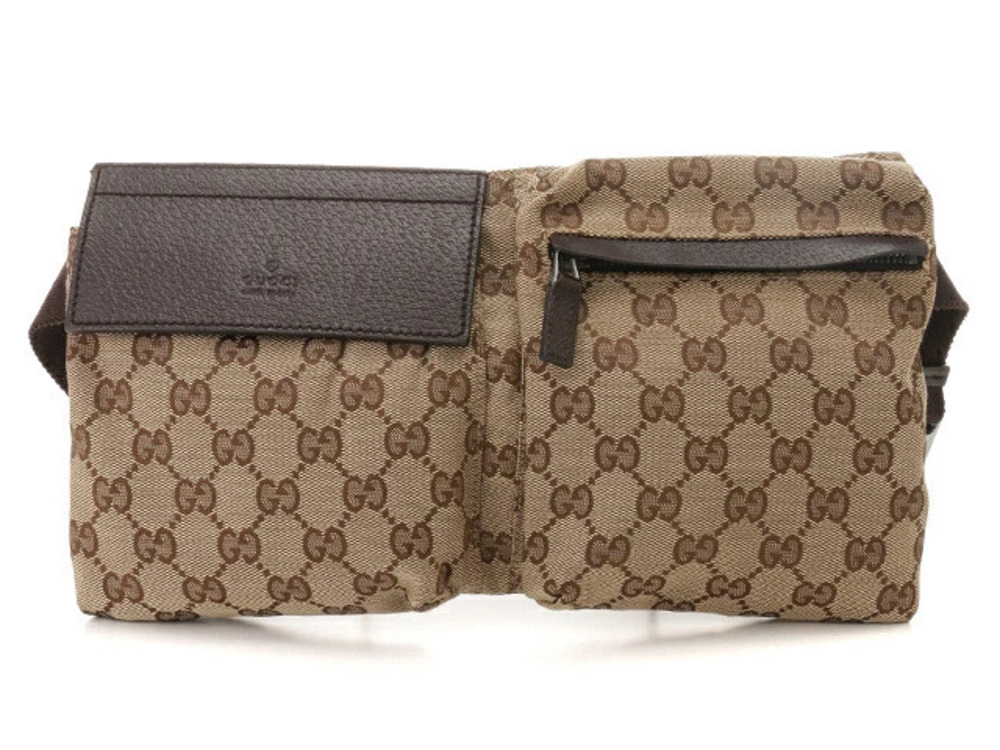 Gucci Waist Belt Crossbody Bag GG Canvas Brown